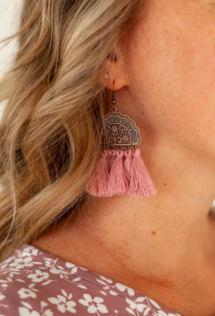Antique Half Moon Fringe Earrings