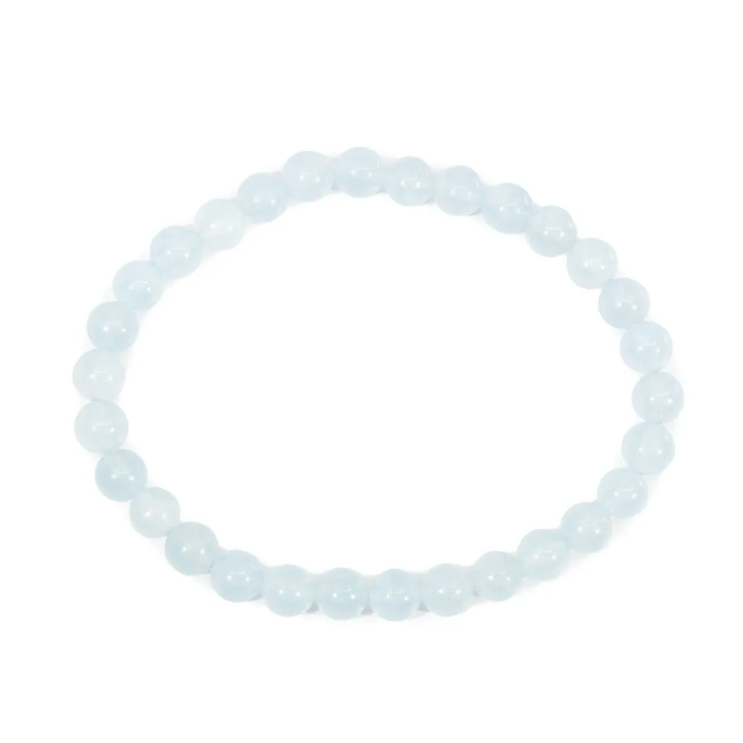 Aquamarine 6mm Beaded Bracelet