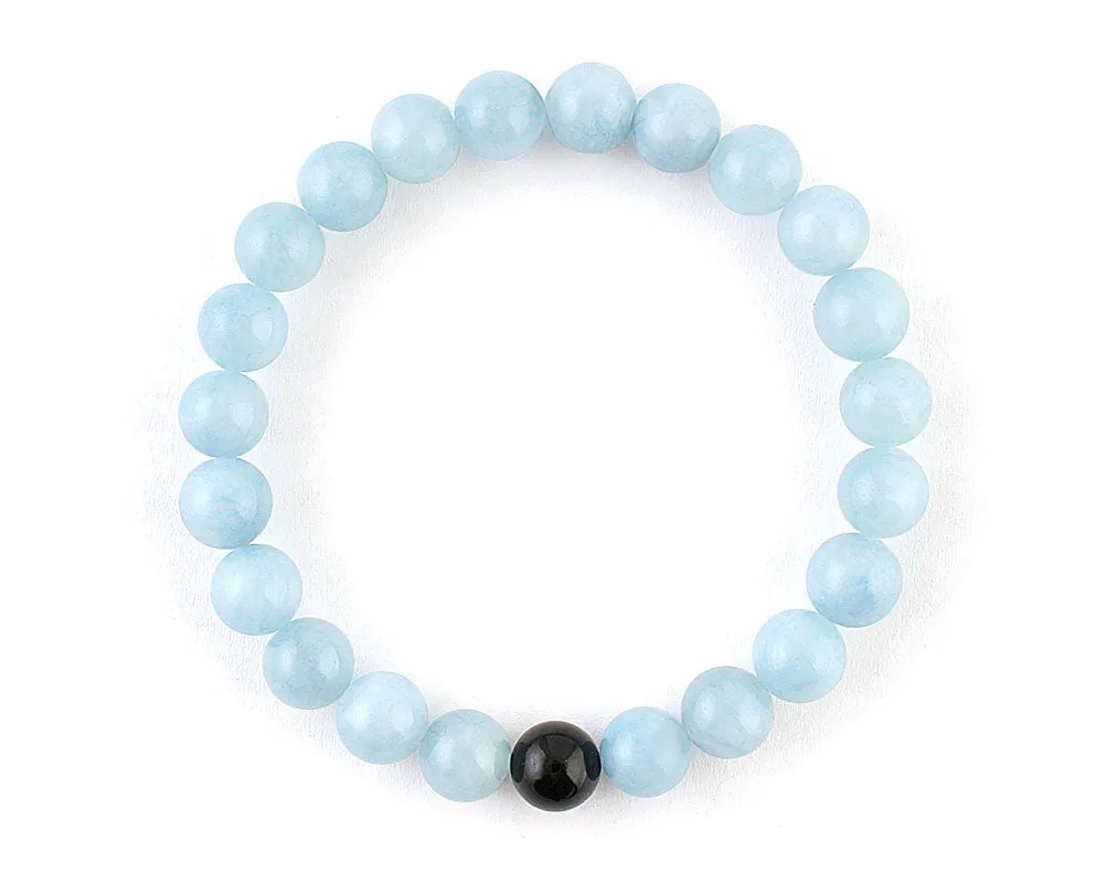 Aquamarine and black onyx couple bracelets