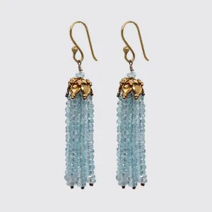 Aquamarine Tassel Earrings