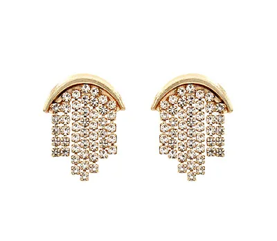 Arch & Rhinestone Chain Tassel Earrings