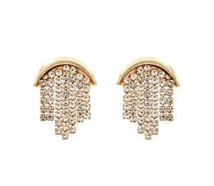 Arch & Rhinestone Chain Tassel Earrings