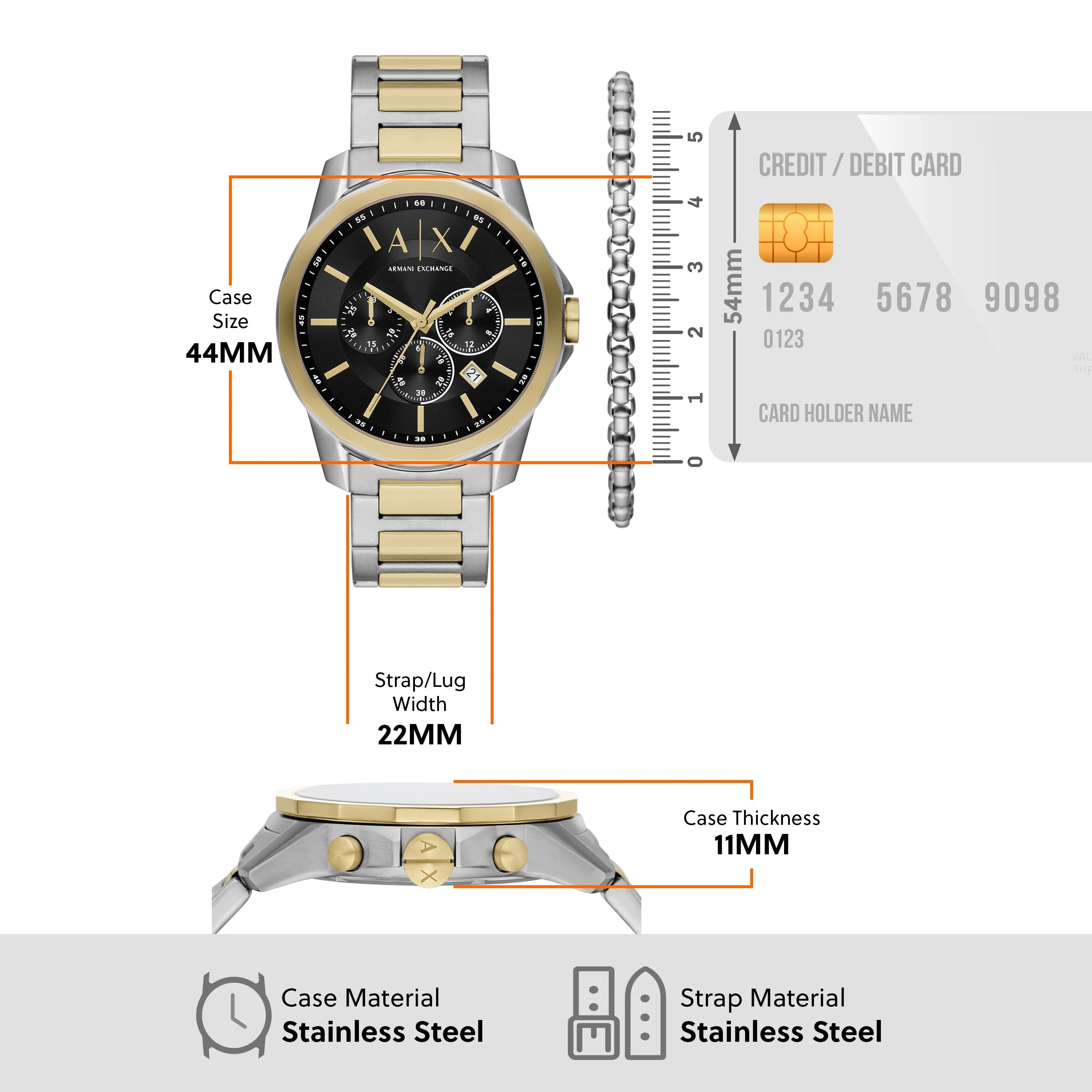 Armani Exchange Chronograph Two-Tone Stainless Steel Watch and Bracelet Set AX7148SET