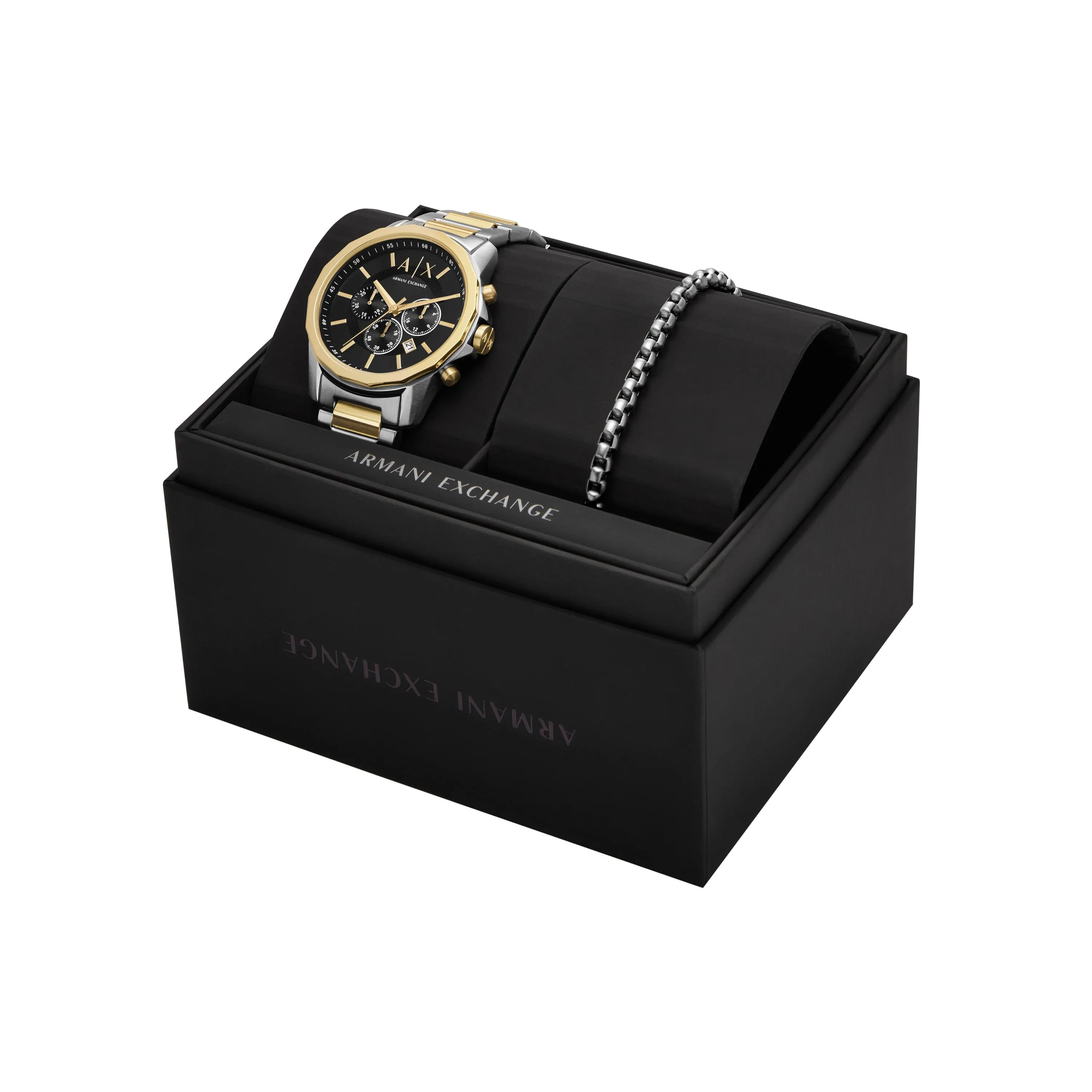 Armani Exchange Chronograph Two-Tone Stainless Steel Watch and Bracelet Set AX7148SET