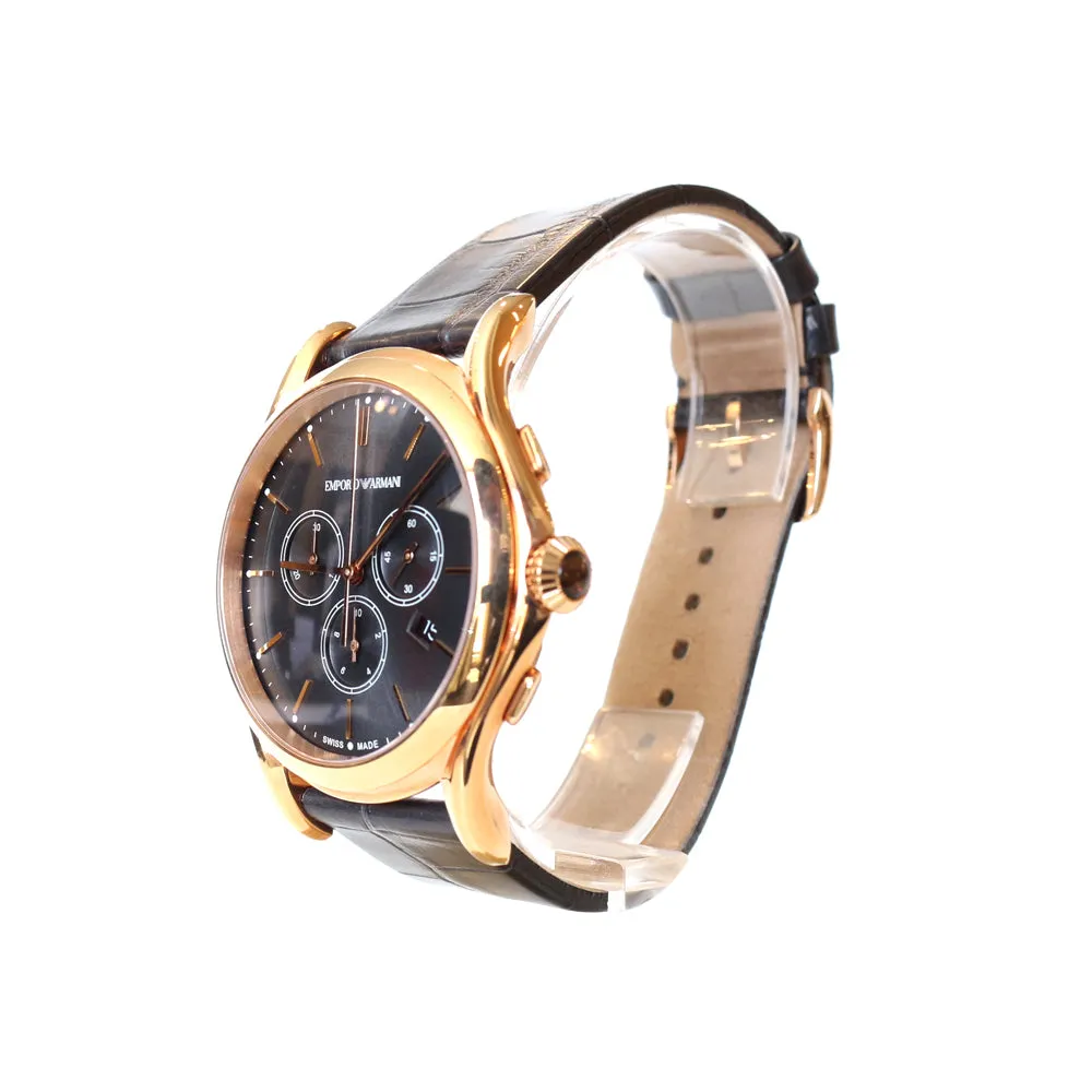 Armani Men's Chronograph Watch With Black Strap And Dial