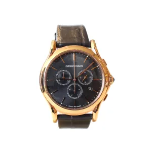 Armani Men's Chronograph Watch With Black Strap And Dial