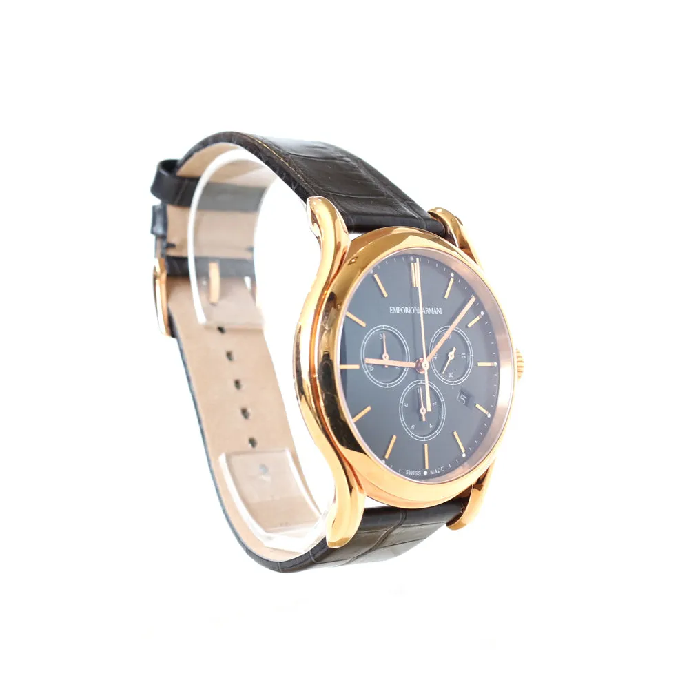 Armani Men's Chronograph Watch With Black Strap And Dial