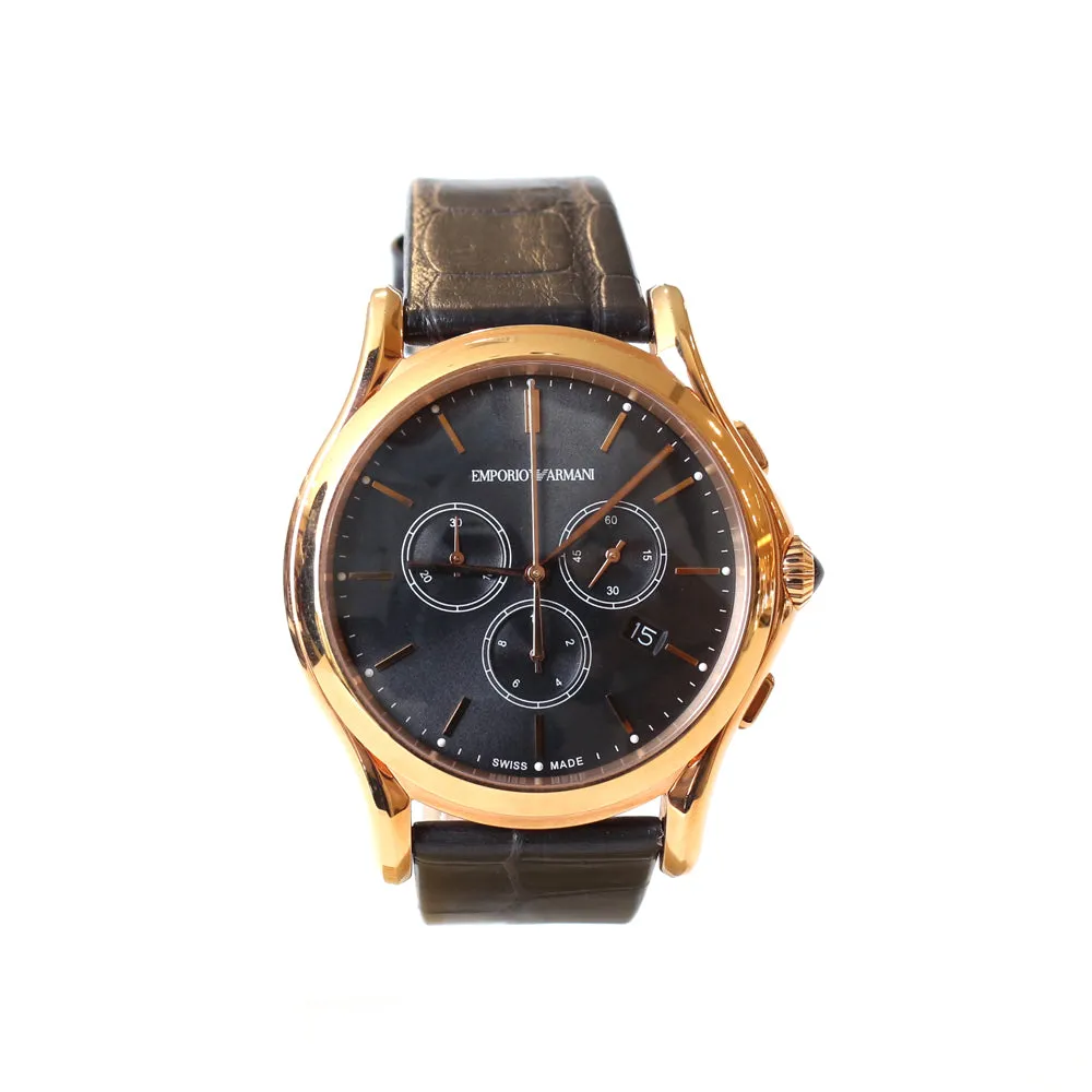 Armani Men's Chronograph Watch With Black Strap And Dial