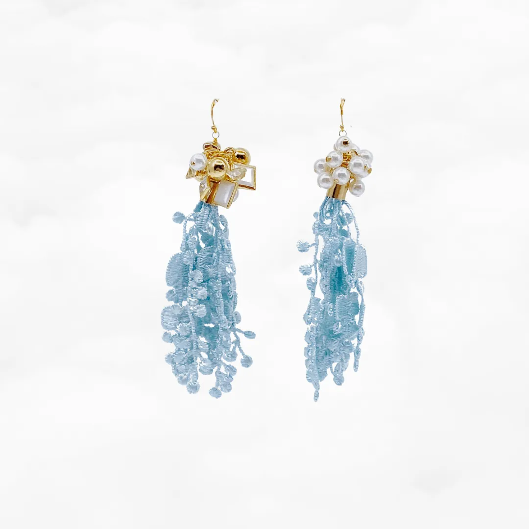 Asymmetrical Teal Lace Earrings