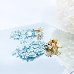 Asymmetrical Teal Lace Earrings