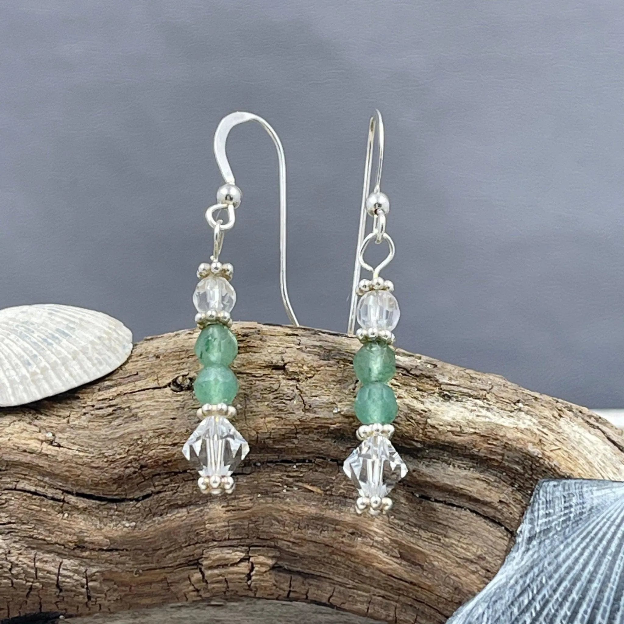 Aventurine and Crystal Earrings