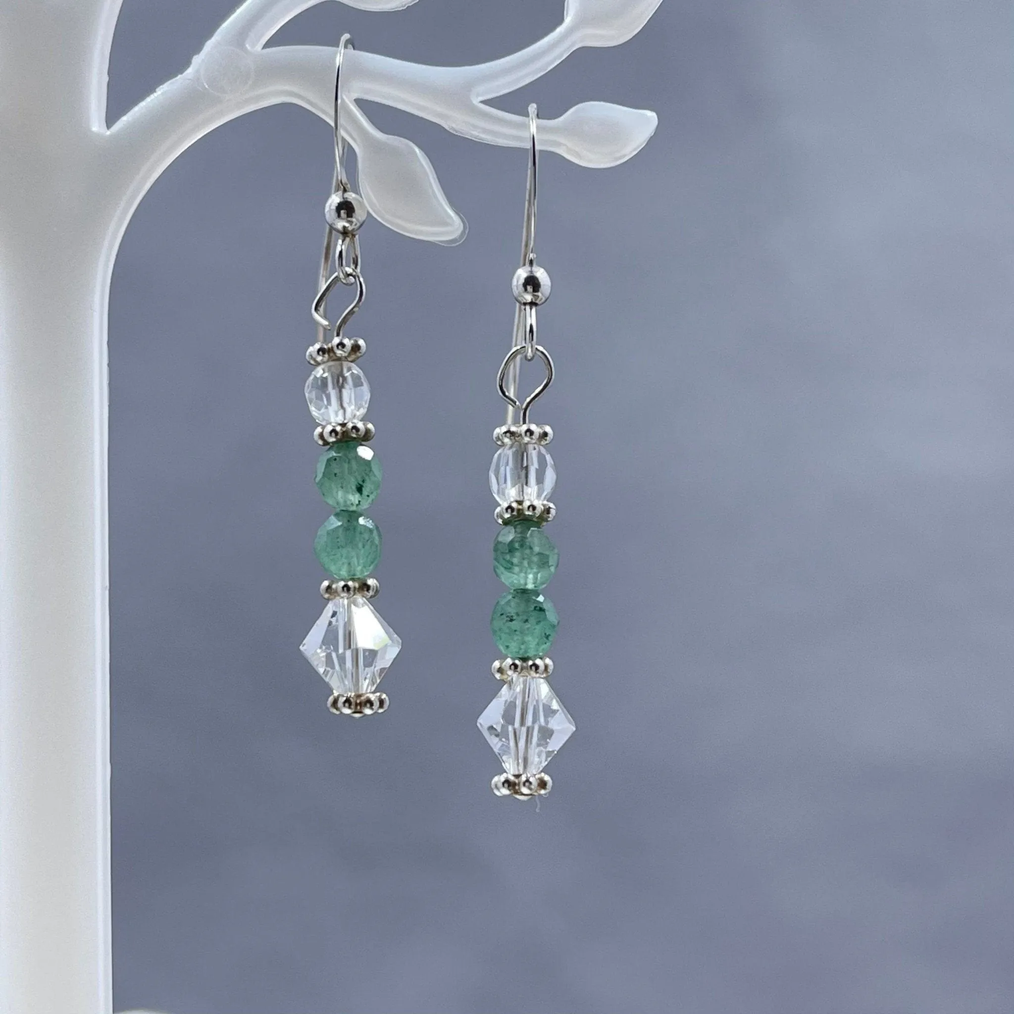 Aventurine and Crystal Earrings