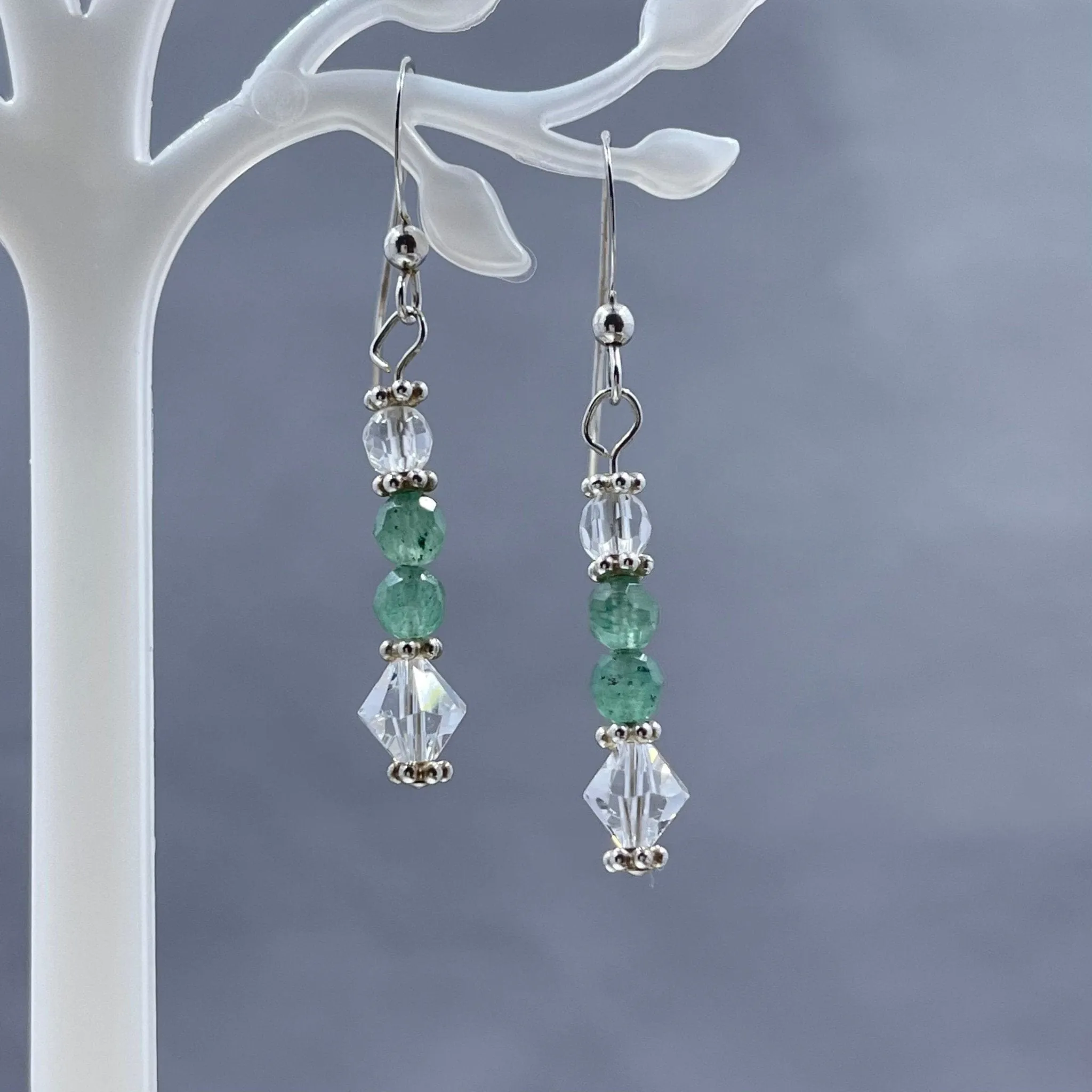 Aventurine and Crystal Earrings