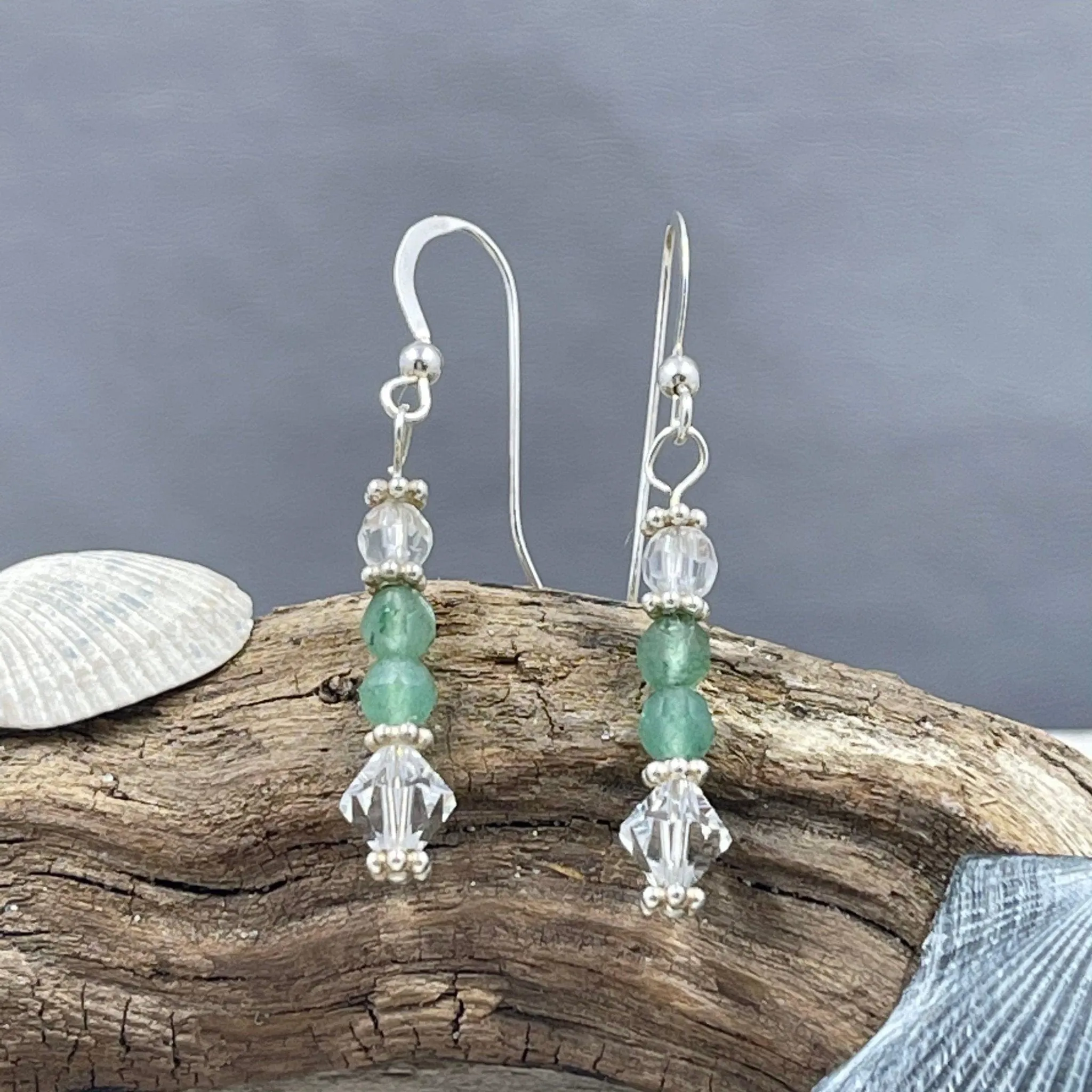Aventurine and Crystal Earrings