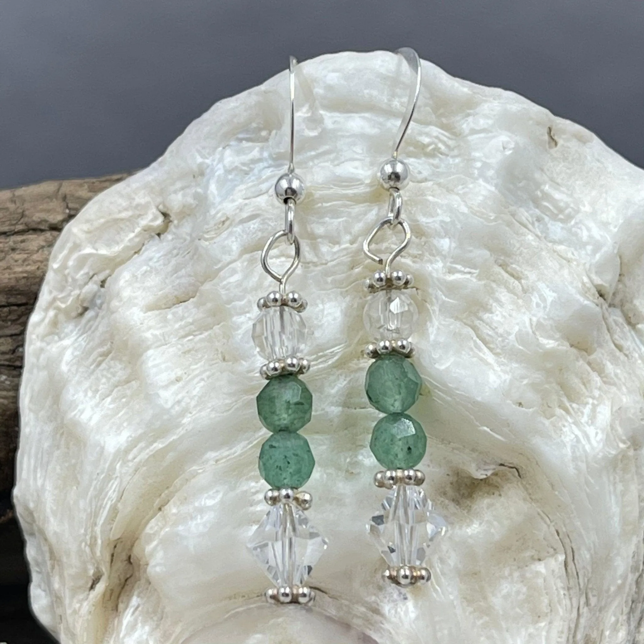 Aventurine and Crystal Earrings
