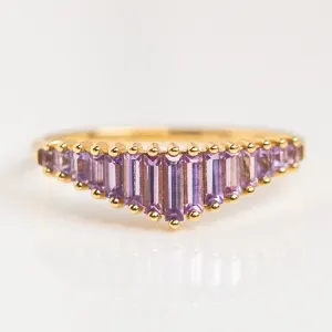 Baguette Cut Lilac Sapphire Ring