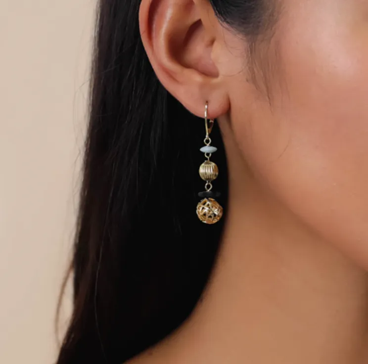 BAYA 2 Metal Ball Dangles on Hook Earring