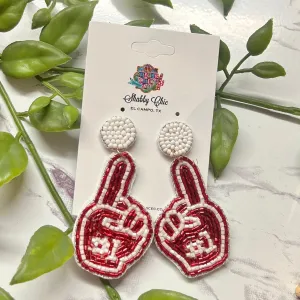 Beaded #1 Earrings - Red