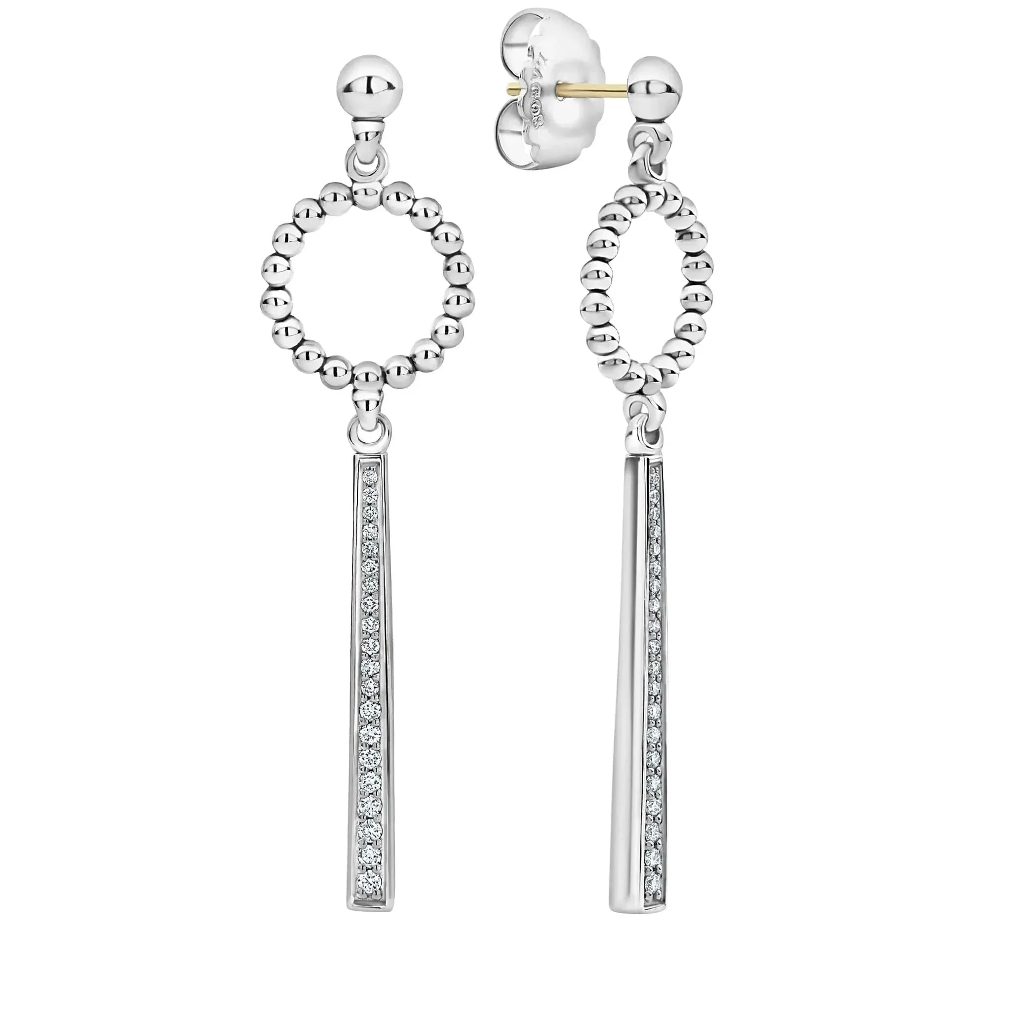 Beaded Circle Diamond Drop Earrings