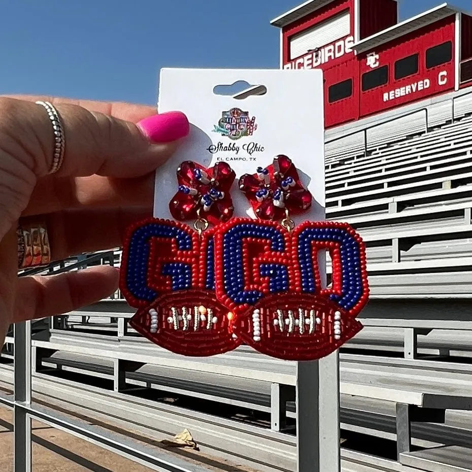 Beaded Go Earrings - Red/Blue