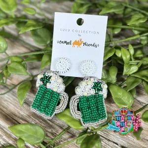 Beaded Green Mug Earrings