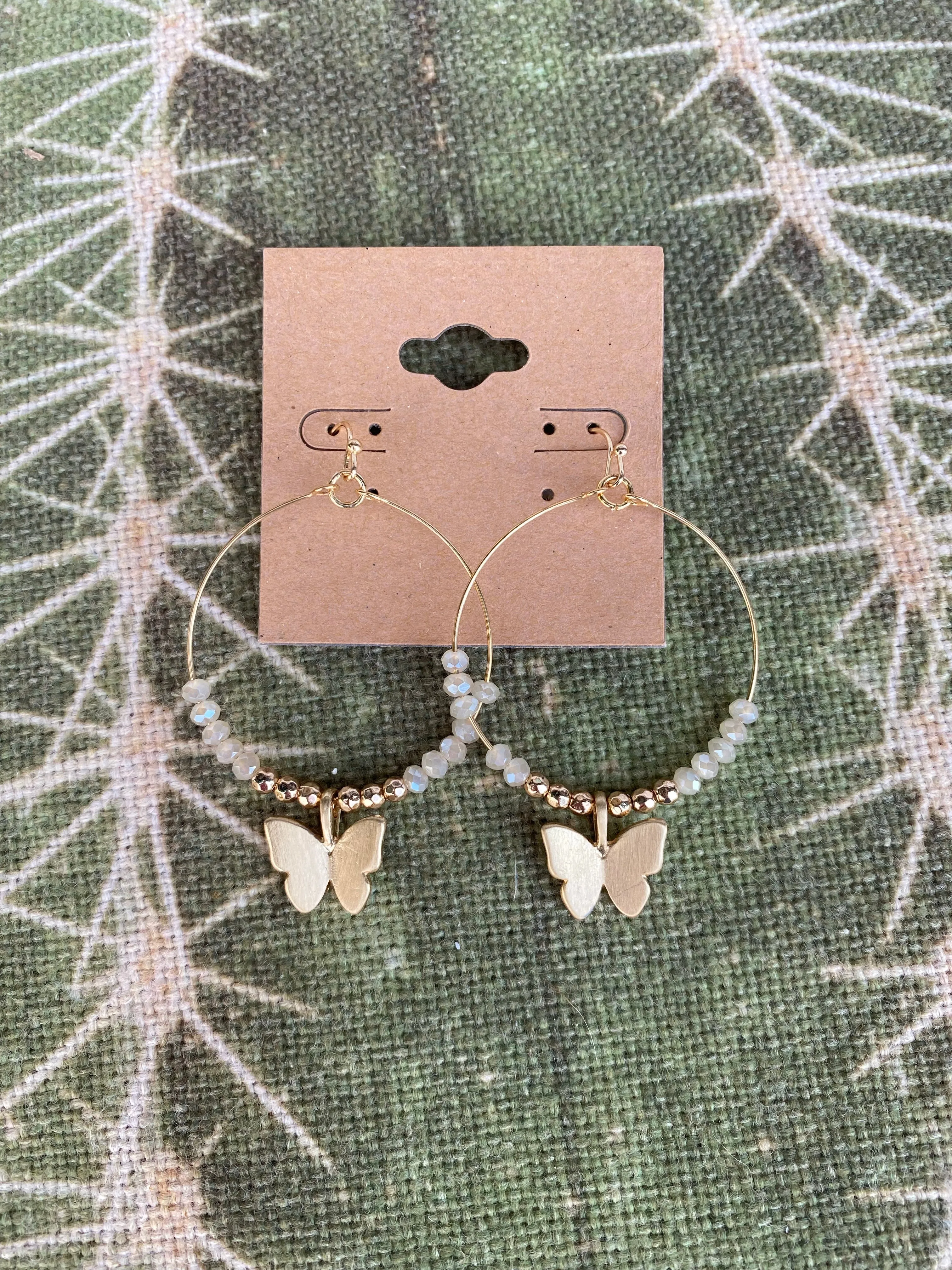 Beaded Loop Butterfly Dangle Earrings