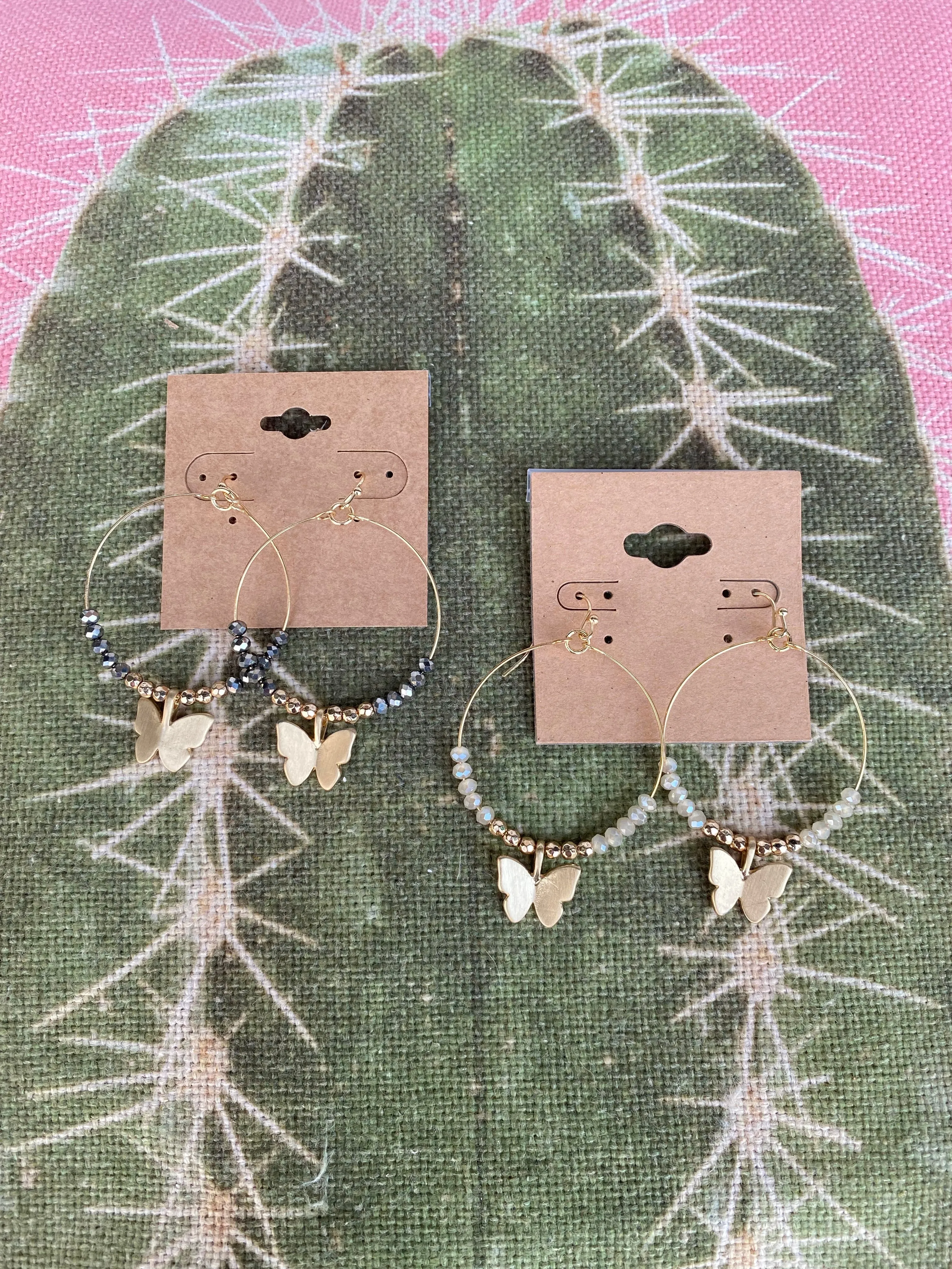 Beaded Loop Butterfly Dangle Earrings