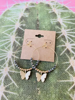 Beaded Loop Butterfly Dangle Earrings