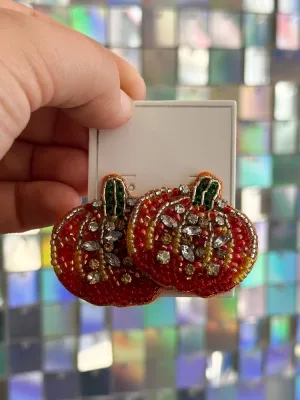 Beaded Pumpkin Earrings