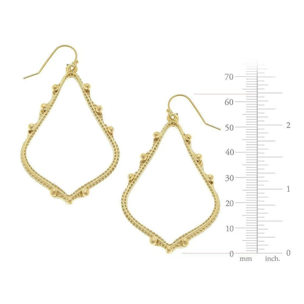 Beaded Teardrop  Dangle Earrings in Gold