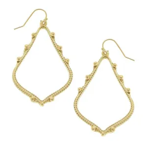 Beaded Teardrop  Dangle Earrings in Gold