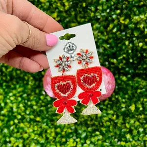 Beaded Wine Glass Earrings