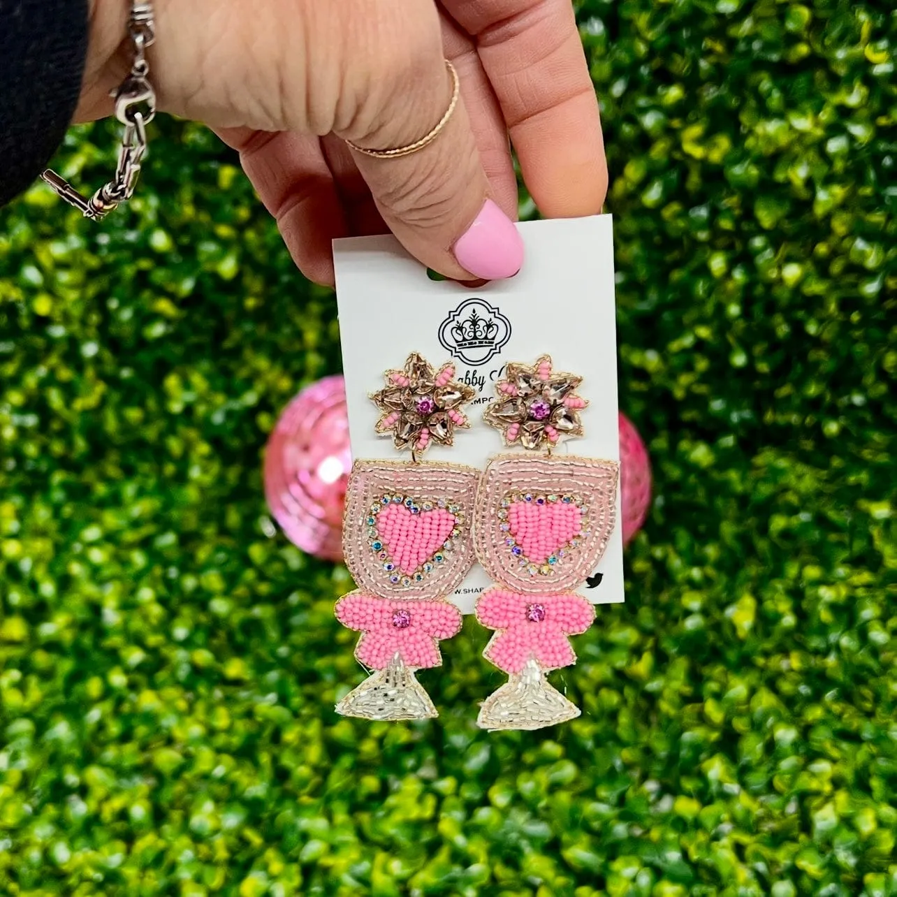 Beaded Wine Glass Earrings