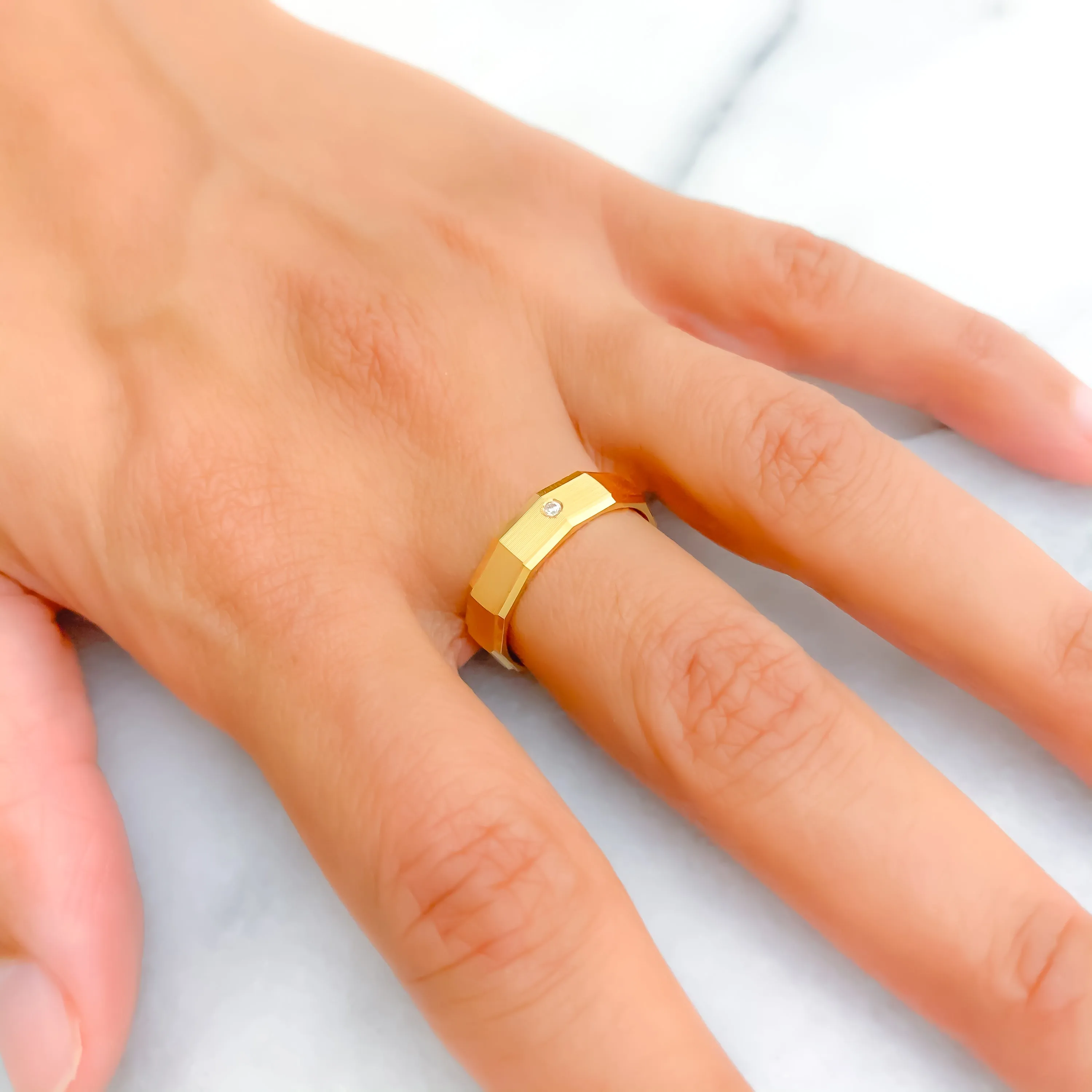 Beautiful Trendy 21k Gold CZ Band
