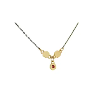 Birthstone Hexagon Necklace - July - Ruby