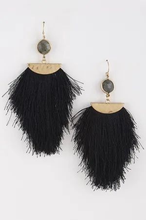 Black Fringe Tassel Earrings
