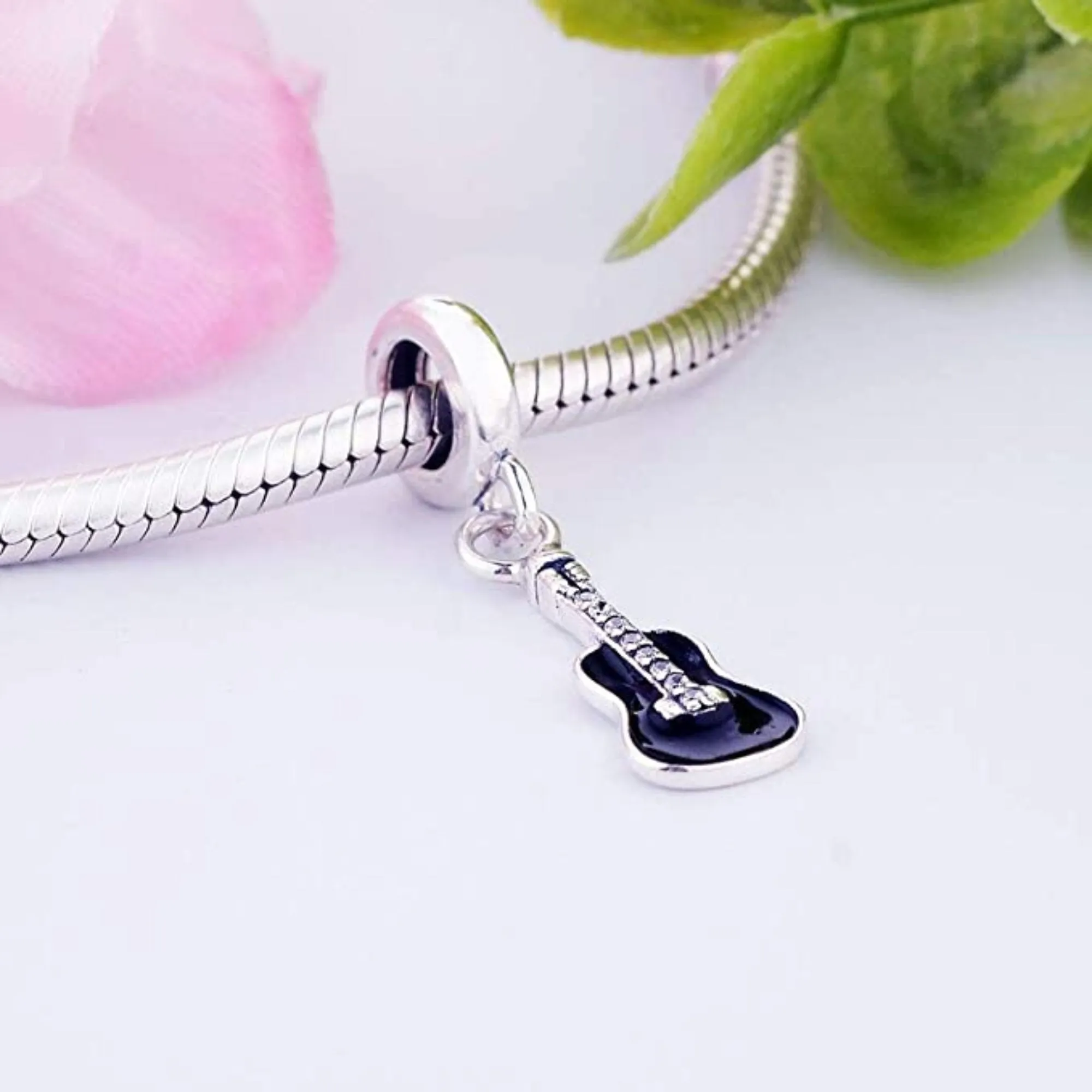 Black Guitar "You Rock" Dangle Pendant Charm