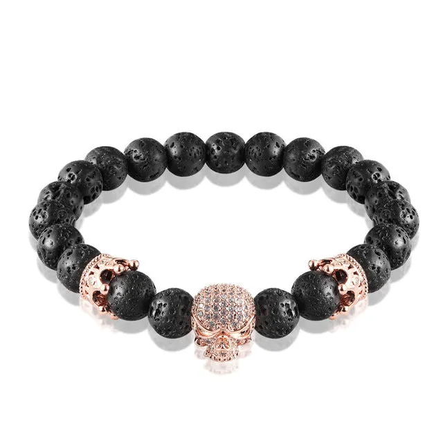 Black Lava Rock Skull Bracelets