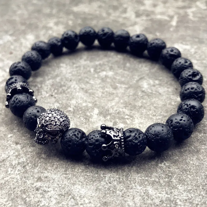 Black Lava Rock Skull Bracelets