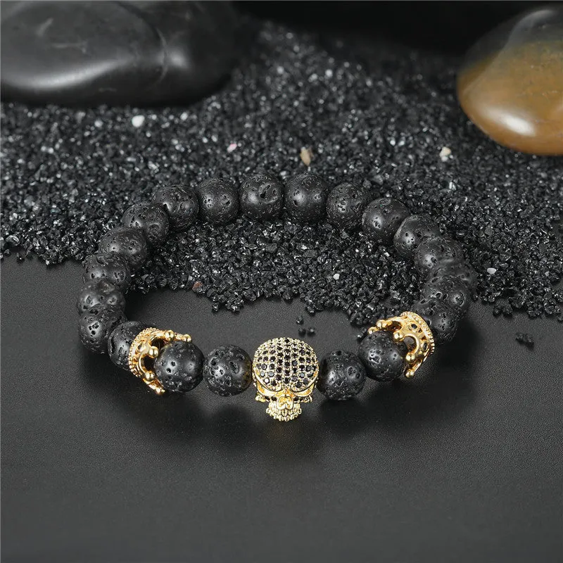 Black Lava Rock Skull Bracelets