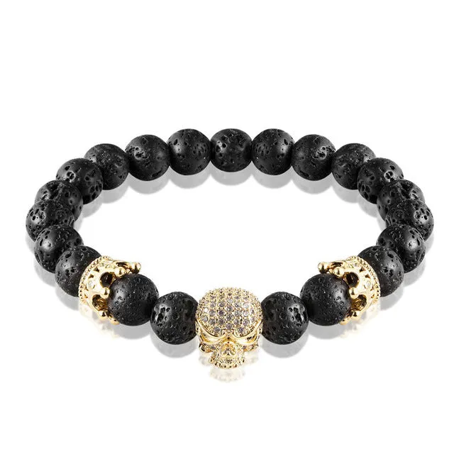 Black Lava Rock Skull Bracelets