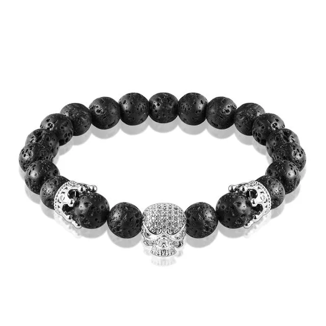 Black Lava Rock Skull Bracelets