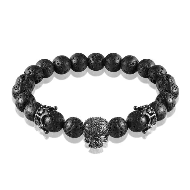 Black Lava Rock Skull Bracelets
