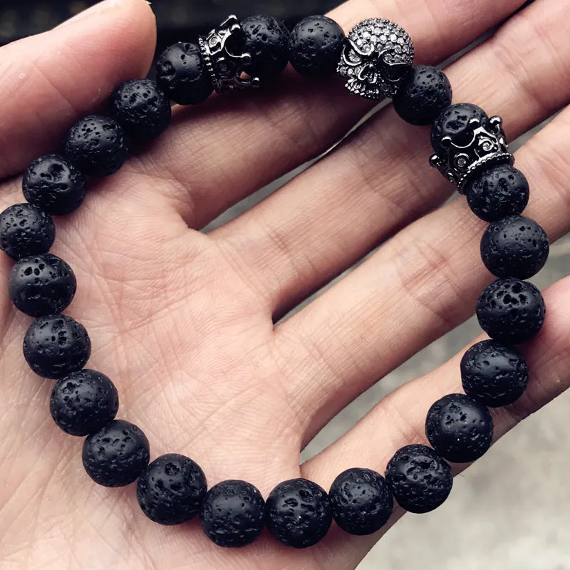 Black Lava Rock Skull Bracelets