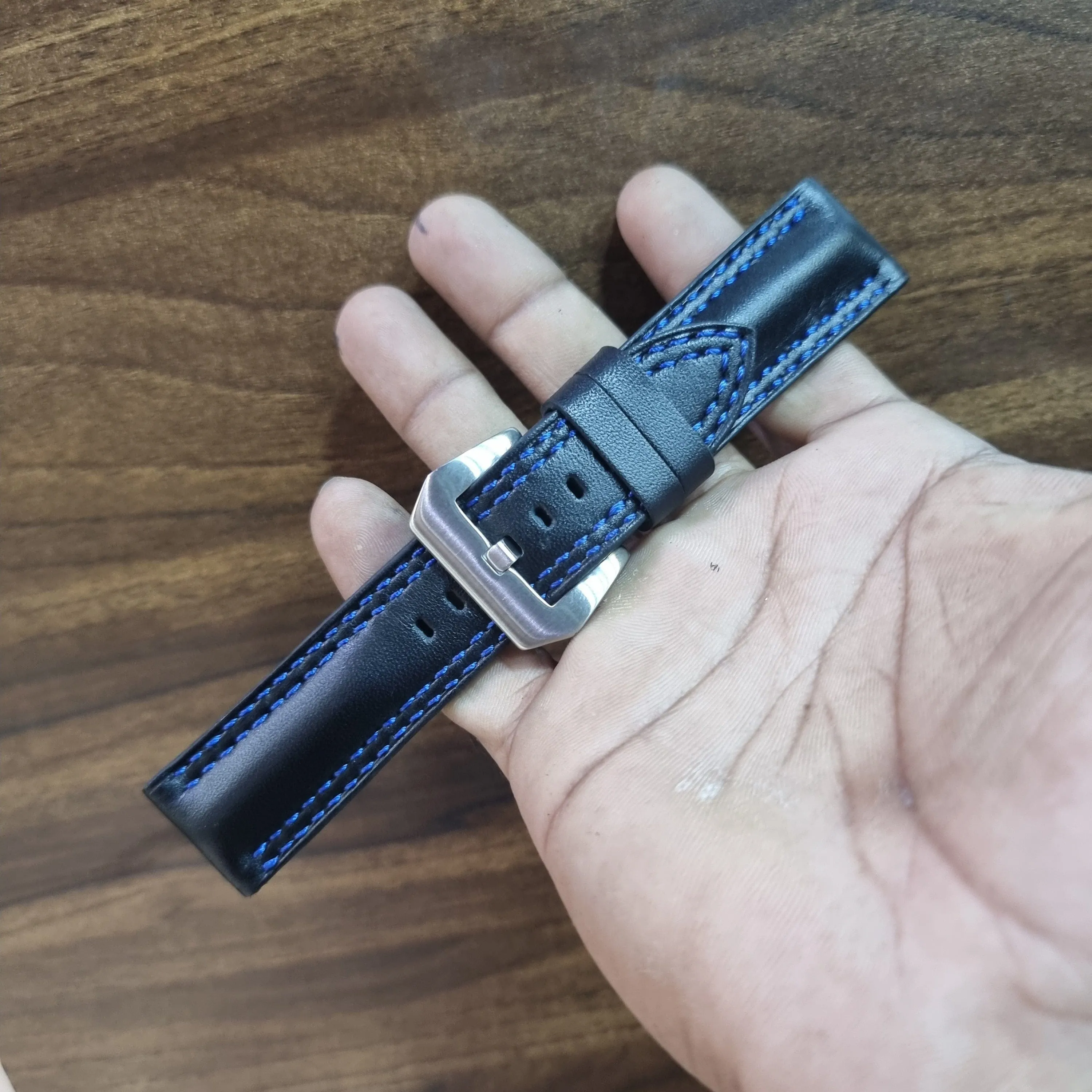 Black leather strap muscular padded