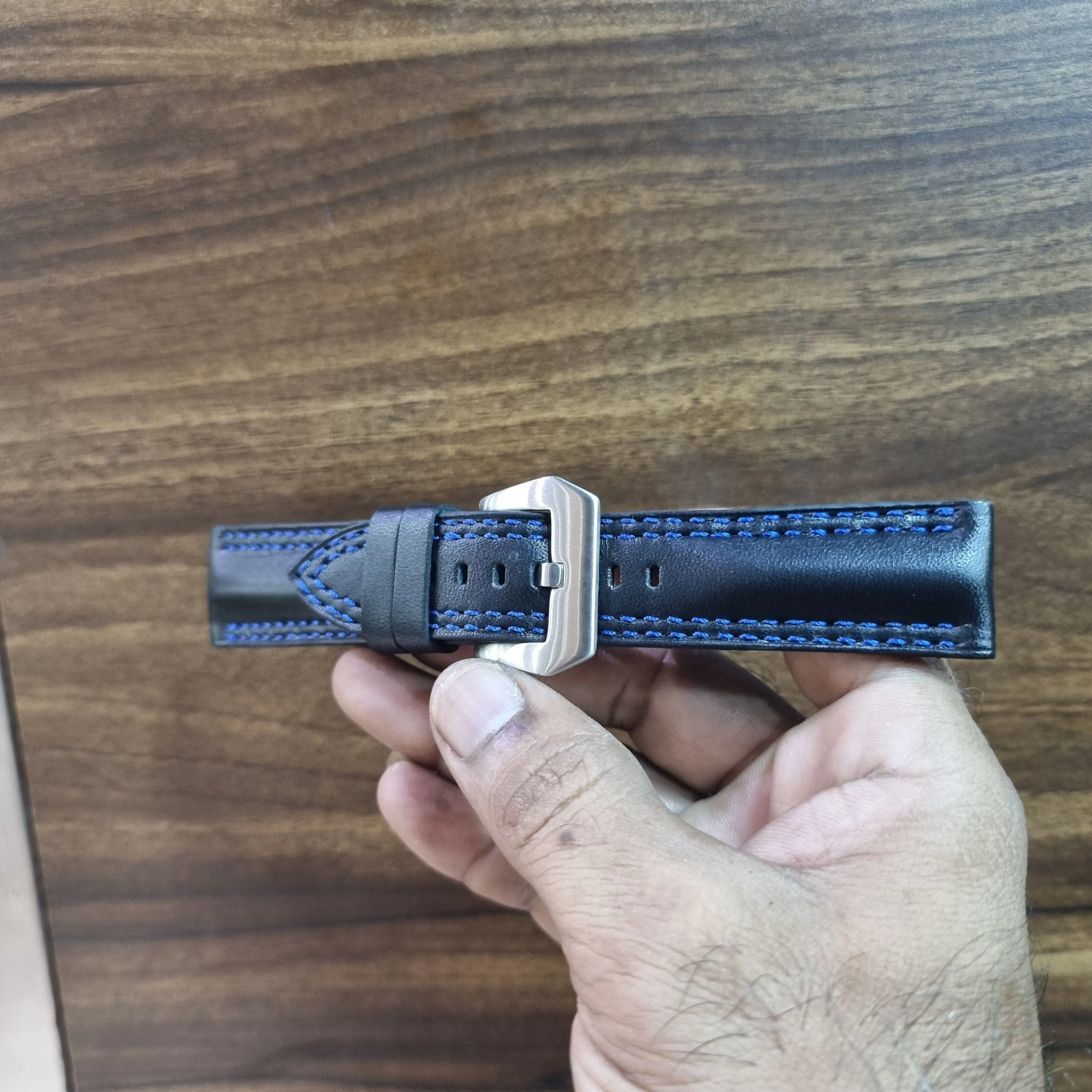 Black leather strap muscular padded