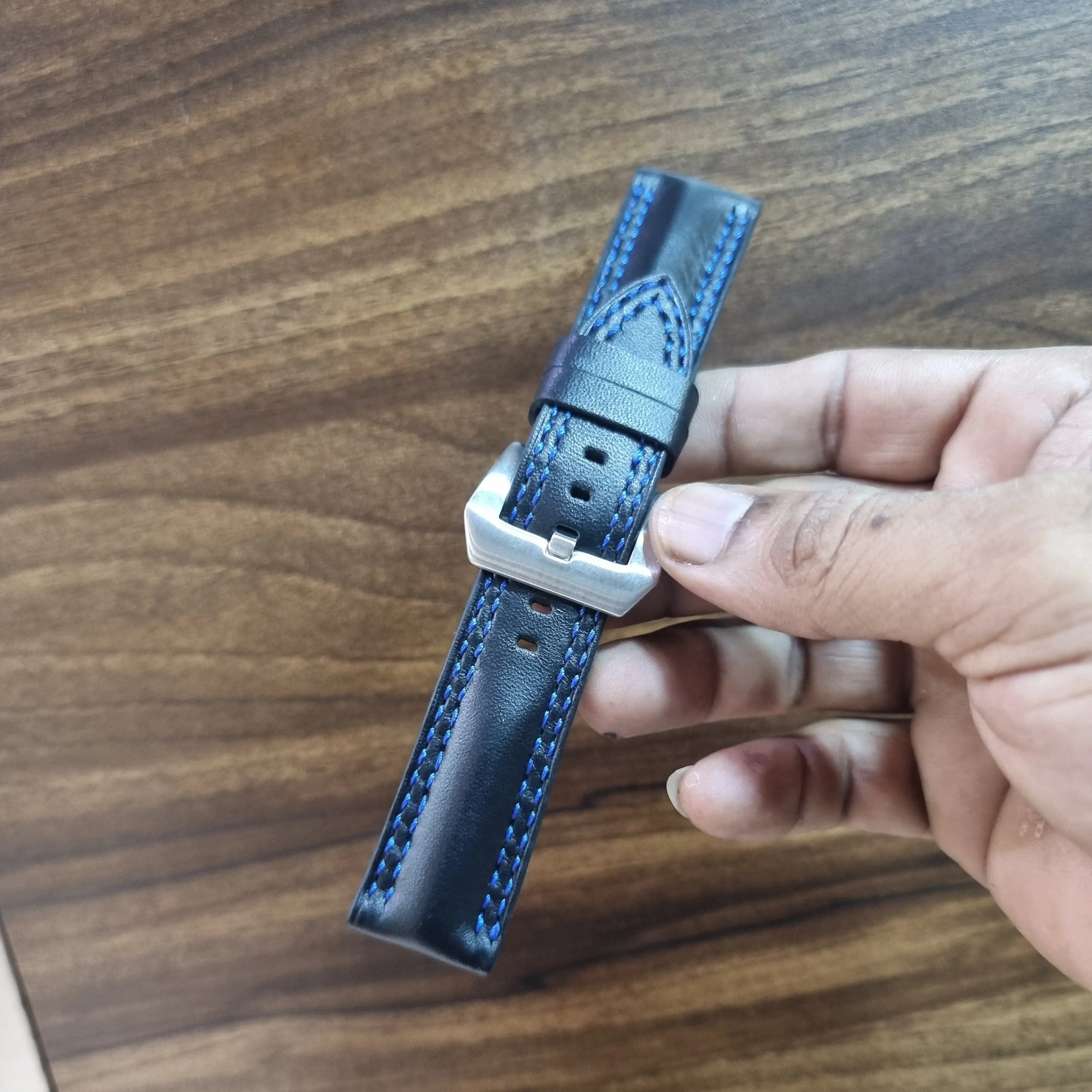 Black leather strap muscular padded