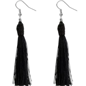 Black Long Wrap Tassel Earrings
