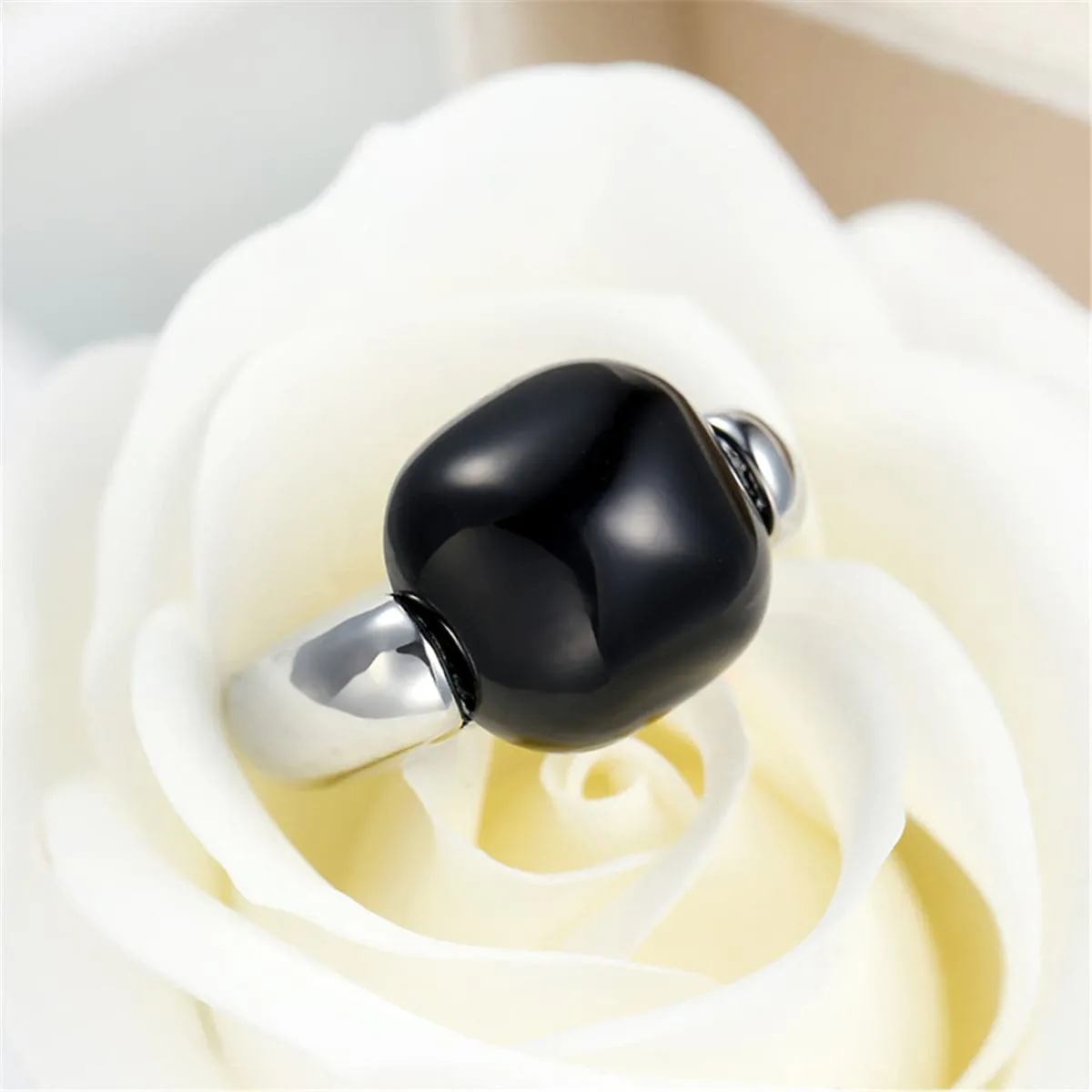 Black Princess-Cut Ring