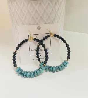 Black Round Beaded Earrings